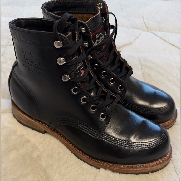 Like NEW! $379 Woolrich Yankee USA Made Moc Toe Black Horween Leather Boot 8 main image 12